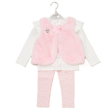 Load image into Gallery viewer, Girls Pink Faux Fur Gilet, Top & Legging Set