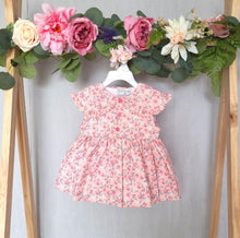 Load image into Gallery viewer, Baby Girls Pink Ditsy Print Lined Dress