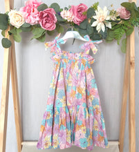 Load image into Gallery viewer, Girls Pastel Floral Bow Shoulder Dress