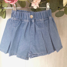 Load image into Gallery viewer, Girls Pleated Denim Shorts