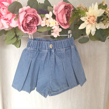 Load image into Gallery viewer, Girls Pleated Denim Shorts