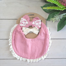 Load image into Gallery viewer, Personalised Baby Bib and Matching Bow Headband