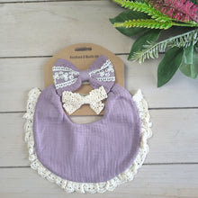 Load image into Gallery viewer, Personalised Baby Bib and Matching Bow Headband