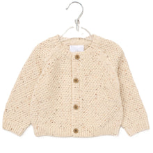 Load image into Gallery viewer, Baby Beige Cotton Knit Cardigan With Embroidered bear