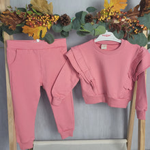Load image into Gallery viewer, Girls Pink Frill Jogger Set