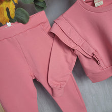 Load image into Gallery viewer, Girls Pink Frill Jogger Set