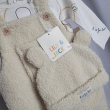 Load image into Gallery viewer, Baby Neutral 3 Piece Sherpa Dungaree Set
