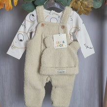 Load image into Gallery viewer, Baby Neutral 3 Piece Sherpa Dungaree Set