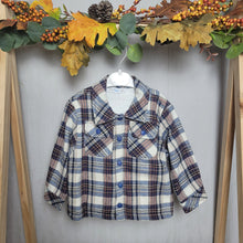 Load image into Gallery viewer, Beige, Brown and Indigo Check Shacket