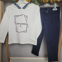 Load image into Gallery viewer, Boys 2 Piece Navy and White Hoodie Set