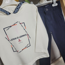 Load image into Gallery viewer, Boys 2 Piece Navy and White Hoodie Set
