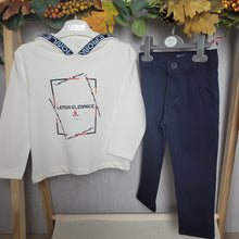 Load image into Gallery viewer, Boys 2 Piece Navy and White Hoodie Set