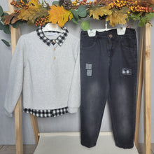 Load image into Gallery viewer, Boys 2-Piece Sweatshirt and Denim Pants Set