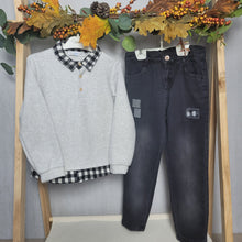 Load image into Gallery viewer, Boys 2-Piece Sweatshirt and Denim Pants Set