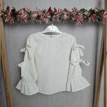 Load image into Gallery viewer, Girls White Bow Sleeve Blouse