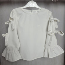 Load image into Gallery viewer, Girls White Bow Sleeve Blouse