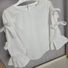 Load image into Gallery viewer, Girls White Bow Sleeve Blouse