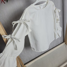 Load image into Gallery viewer, Girls White Bow Sleeve Blouse
