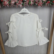 Load image into Gallery viewer, Girls White Bow Sleeve Blouse