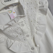 Load image into Gallery viewer, Girls White Ruffle Neck Shirt