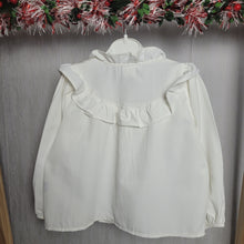 Load image into Gallery viewer, Girls White Ruffle Neck Shirt
