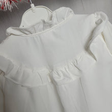 Load image into Gallery viewer, Girls White Ruffle Neck Shirt