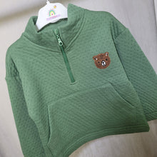 Load image into Gallery viewer, Boys Bear 1/4 zip Sweatshirt