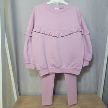 Load image into Gallery viewer, Girls Ribbed Leggings and Oversized Frill Sweatshirt Set