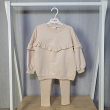 Load image into Gallery viewer, Girls Ribbed Leggings and Oversized Frill Sweatshirt Set