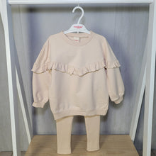 Load image into Gallery viewer, Girls Ribbed Leggings and Oversized Frill Sweatshirt Set