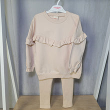 Load image into Gallery viewer, Girls Ribbed Leggings and Oversized Frill Sweatshirt Set