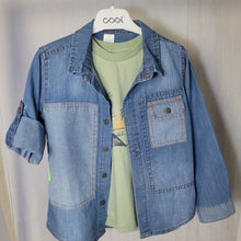 Load image into Gallery viewer, Boy Denim Shirt and Khaki T-Shirt Set
