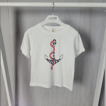 Load image into Gallery viewer, White T-Shirt with Anchor Design
