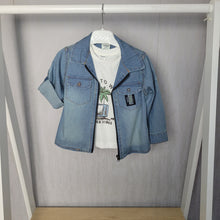 Load image into Gallery viewer, Boy Denim Shirt and White T-Shirt Set