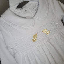 Load image into Gallery viewer, Baby Unisex Smocked "Chicks" Velour All In One