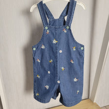 Load image into Gallery viewer, Baby Girls Denim Floral Dungarees