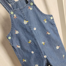 Load image into Gallery viewer, Baby Girls Denim Floral Dungarees