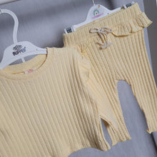 Load image into Gallery viewer, Baby Girls Yellow Ribbed Legging Set