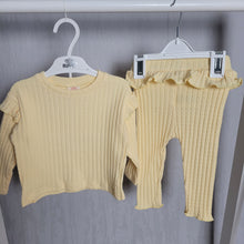 Load image into Gallery viewer, Baby Girls Yellow Ribbed Legging Set