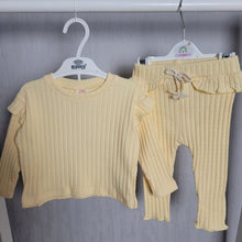 Load image into Gallery viewer, Baby Girls Yellow Ribbed Legging Set