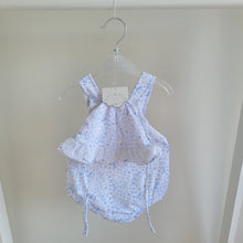Load image into Gallery viewer, Baby Girls Blue Floral Romper & Hat Set