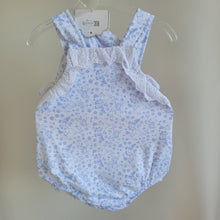 Load image into Gallery viewer, Baby Girls Blue Floral Romper & Hat Set