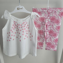 Load image into Gallery viewer, Girls Floral Pink and White Summer Legging Set