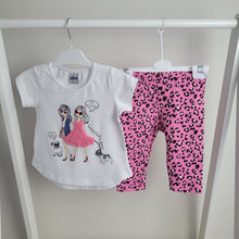 Load image into Gallery viewer, Girls Pink Leopard Print Leggings and 3d T-shirt set