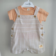 Load image into Gallery viewer, Baby Boys Neutral Stripe Dungaree Set