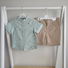 Load image into Gallery viewer, Boys Neutral Grandad Shirt and Shorts Set