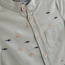 Load image into Gallery viewer, Boys Neutral Grandad Shirt and Shorts Set