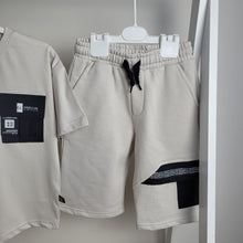 Load image into Gallery viewer, Boys Beige and Black Shorts and T-Shirt Set
