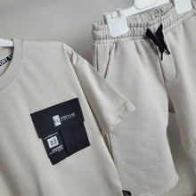 Load image into Gallery viewer, Boys Beige and Black Shorts and T-Shirt Set