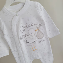 Load image into Gallery viewer, Baby "Welcome Little One" Cotton Sleepsuit